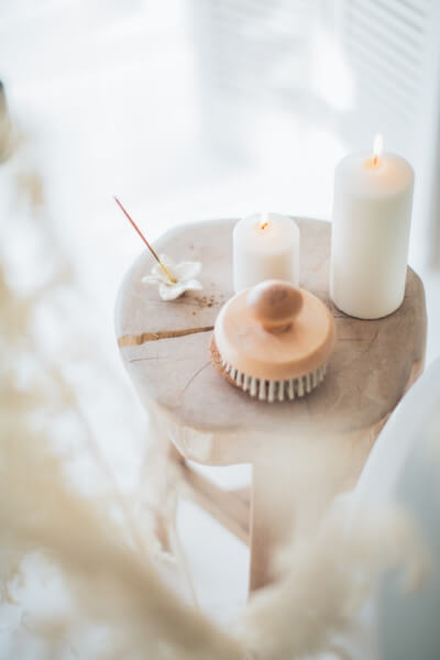 aroma candles and massage brush